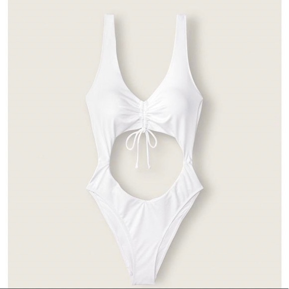 NWOT Victoria’s Secret PINK Size M Ruched Front White Monokini One Piece - Picture 7 of 7